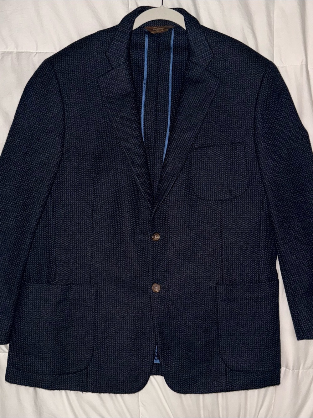 Paul Stuart blazer black and a navy/light blue weave. 44 semi tall long. Luxury